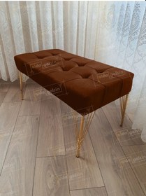 Resim Modern Dilim Puf Ayakucu Puf Gold Metal Ayak 100 45 Vizon 