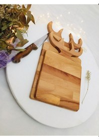 Resim Dekoratif Geyik Boynuzlu Kesme Tahtası Ahşap 