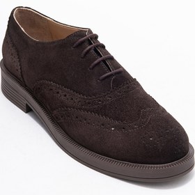 Resim LuviShoes AVRA Kahverengi Süet Hakiki Deri Kadın Oxford Ayakkabı 