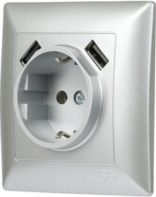 Resim Visage 2 Usb Çıkışlı Çocuk Korumalı Topraklı Priz, 5v, 2.4a, Gümüş 