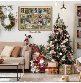 Resim Yetişkinler İçin 2024 Advent Takvimi Noel Bulmacası 1000 Parça, 24 Günlük Noel Geri Sayım Takvimi Noel Dekorları 