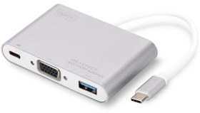 Resim DA-70839 Digitus USB Tip C - VGA Grafik Adaptörü, 1 x USB Tip C port (Power Delivery özelliğine sahip), 1 x USB 3.0 port, 1 x USB Tip C (bilgisayar bağlantısı), 1 x VGA port 