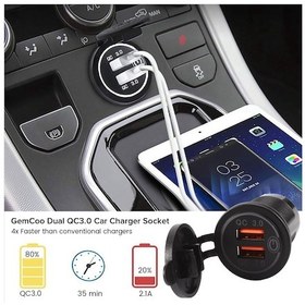Resim Kangfufeng 12v 36w Hızlı Şarj 3.0 Çift Usb Araç Şarj Cihazı Tekne Motosiklet Kamyon Sedan Kırmızı Anahtarlı Usb Hızlı Şarj Cihazı 