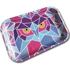 Resim Büyük Metal Tepsi Psikedelik Beyaz 