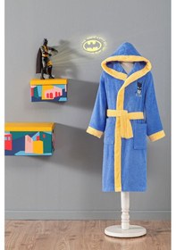Resim Özdilek Batman Gotham City Lisanslı Kapüşonlu Çocuk Bornozu 7/8 Yaş Mavi 