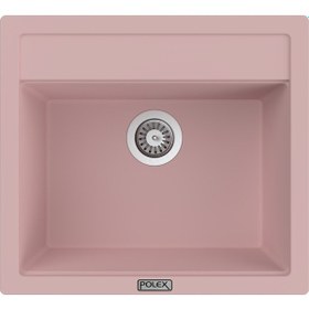 Resim Polex Cristalüx Granit Evye P-08 Pembe Tezgah Altı Ve Tezgah Üstü Kare Mutfak Evyesi 55.5x50 CM 