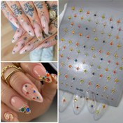 Resim 1 adet CoCo Notes 5D Kabartmalı Jel Tırnak Stickerleri - Altın ve Gümüş Dört Yıldızlı Yıldız Hafta Tasarımları, Yaratıcı Manikürler için Renkli DIY Tırnak Stickerleri, Kendinden Yapışkanlı, Parıltılı Bitiş, Tırnak Sanatı Aksesuarı 