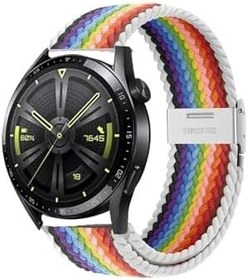 Resim Huawei Watch GT4 41 mm Uyumlu 18mm Metal Klipsli Flexıble Kordon Beyaz Gökkuşağı 