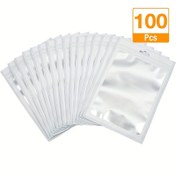 Resim 100'lük Paket Yeniden Kullanılabilir Mat Buzlu Fermuarlı Torbalar - Takılar, Kozmetik Ürünler, Seyahat Gereçleri ve Telefon Aksesuarları için Toz Geçirmez & Kum Geçirmez Şeffaf Plastik Poşetler 