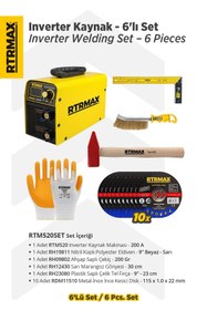 Resim Rtrmax RTM520SET Inverter Kaynak Makinası - 6'lı Set -Eldiven-Çekiç-Gönye-Tel Fırça-Kesici Disk 