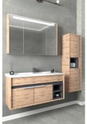 Resim Napoli 100 cm Beyaz Lavabolu Banyo Dolabı- Dorado/antrasit (Boy Dolap Hariç ) 