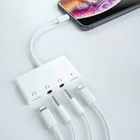 Resim Ally Iphone 14-13-12-11 4in1 Otg Ses Adaptörü Çift Dc 3.5mm JACK-(5775) 