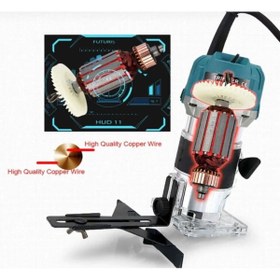 Resim POWER7 600W Hassas Devir Ayarlı El Frezesi - Şeffaf Tabanlı Kontrol 