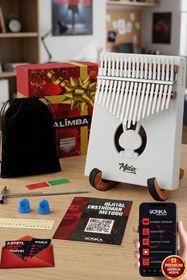 Resim Midex KLX-550-PAK Beyaz Renk Gerçek Ağaç Kalimba 17 Tuşlu Full Set 