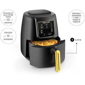 Resim Karaca Akıllı Sensörler 1500W Ev Yemeği, Közleme, Fırın/Izgara Safety Cook Tech XL 4L Airfryer 