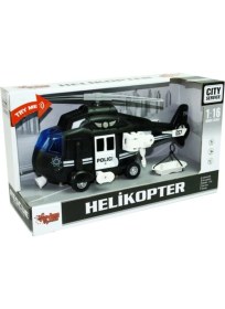 Resim 1:16 Sürtmeli Sesli Işıklı Helikopter - Kırmızı 