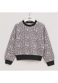 Resim Wanex Kız Çocuk Bisiklet Yaka İki İplik Uzun Kol Leopar Desenli Sweat - 32006 