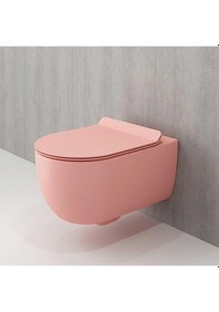 Resim Bocchi V-Tondo Rimless Asma Klozet Kanalsız Kapak Hariç Mat Somon 