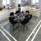 Resim Kenz Life Knsz Masa Sandalye Takımı HEM75MAZLUM Grisyh 130*090 Klçsm 6 Sandalye Syhsyh Kolçaklı Sırt Minderli 