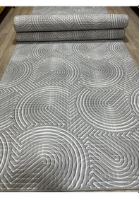 Resim Arbese Gri Kaymaz Tabanlı Kesme Yolluk Kabartmalı Hol Koridor Mutfak Salon Halısı 
