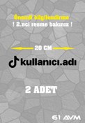 Resim 61 AVM Kişiye Özel Tiktok Logolu Kullanıcı Adı Sticker Folyo - 2 Adet 20 Cm - Siyah - 