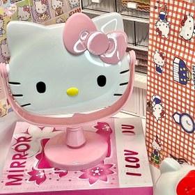 Resim Sanrio Hello Kitty Katlanabilir Makyaj Aynası - Sevimli Pembe & Beyaz Karikatür Tasarım, Cilalı Plastik Çerçeve, Döner Tabanlı Taşınabilir Makyaj Aynası, Pil Gerektirmez, Seyahat veya Ev Kullanımı İçin Mükemmel 