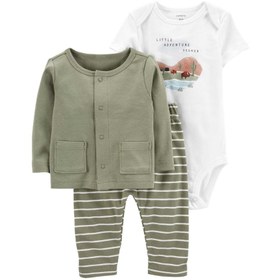 Resim Carter's Layette Erkek Bebek 3’lü Hırkalı Set - Yeşil / Yenidoğan 