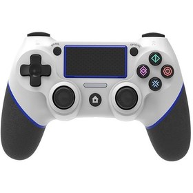 Resim Mufunye Ps4 Uyumlu Kablosuz Bt Oyun Kumandası - Dokunmatik Panel, Titreşim, 6 Eksenli Ergonomik Tasarım, Beyaz&mavi 