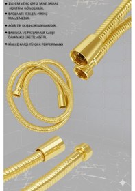 Resim 0590-12 Robot Duş Takımı El Ve Tepe Başlıklı Duş Seti Siyah Beyaz Krom Gold Renkler Gold 