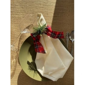 Resim White Alamode Ekose Desenli Peçete Yüzüğü 6'lı Set 