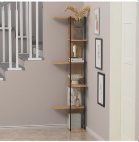 Resim Lagomood Feza Köşe Kitaplık Meşe 