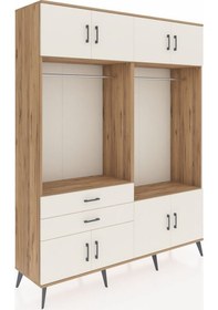 Resim Hyperion Gardrop 7 Raflı 2 Çekmeceli 2 Askılı 176x44x221 Çam-aytaşı Aytaşı 