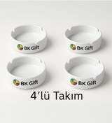 Resim Bk Gift Kişiye Özel Logolu 4 Adet Porselen Kül Tablası, Yeni İş Hediyesi, Firmalara Özel Kül Tablası Kobitmeyencom34049 Bk Gift 