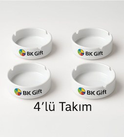 Resim Bk Gift Kişiye Özel Logolu 4 Adet Porselen Kül Tablası, Yeni İş Hediyesi, Firmalara Özel Kül Tablası Kobitmeyencom34049 Bk Gift 