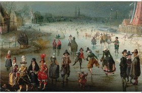 Resim Donmuş Amstel Nehri Üzerinde Buz Pateni (1611) (50x70) 
