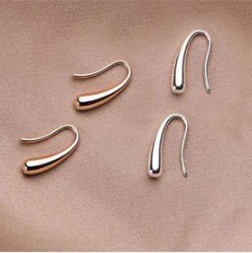 Resim TONSTYLE Ts000736 - Gümüş Rengi Damla Şeklinde 925 Ayar Gümüş H.ürün Kadın Küpe 1,5 Cm 