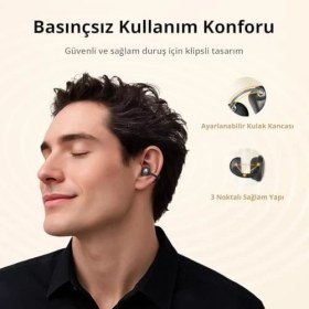 Resim Esmo Home Earfun Clip Open Ear Adaptif Konforlu Kulaklık - Bluetooth 6.0-40 Saat Oynatma Süresi - IP55 - Gümüş Gri (Türkiye Garantili) 