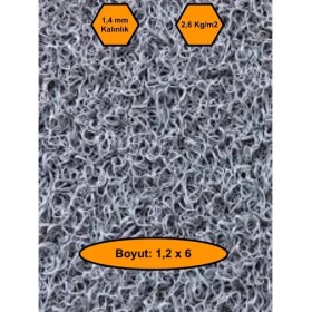 Resim NetBazaars Gri Kıvırcık Plastik Paspas, Dış Mekan Için Paspas, 1,2x6 