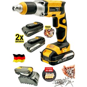 Resim Dynamic Max Profesyonel Şarjlı Metal Otomatik Alçıpan Vidalama 2x Çift Akülü Hızlı Şarjlı Alçıpan Vidalama 