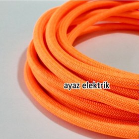 Resim 2X0,50Mm Turuncu Rengi Dekoratif Örgülü Kumaş Kablo,1-5-10-20 Mt. 