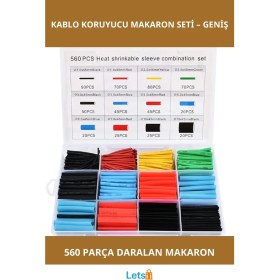 Resim Letsii 560 Parça Daralan Kablo Koruyucu Makaron Isı Yalıtım Malzemesi 