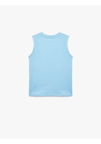 Resim Koton Pamuklu Bsiklet Yaka Baskılı Mavi Erkek Çocuk Kolsuz T-shirt 6skb30020tk 