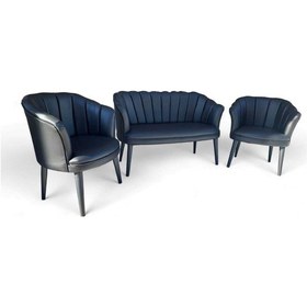 Resim Papatya -istiridye Siyah Deri Ahşap Ayaklı Ofis Koltuğu Bekleme Koltuğu Misafir Koltuğu Berjer 