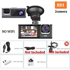 Resim 3 Kamera Dash Cam Wifi Uygulaması W/ Ir Night Vision Loop Kayıt Ve 2 "ıps Ekran X01-no Wıfı-2cam None 