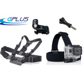 Resim Gplus Gopro Eken Sjcam Kafa Bandı Göğüs Kemeri 4 Parça Set ST004 
