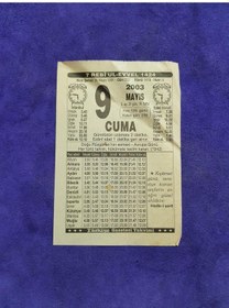 Resim 9 Mayıs 2003 Takvim Yaprağı - Nostaljik Koleksiyonluk Takvim Yaprağı 