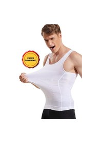 Resim Young Fit Erkek Göbek Sıkılaştırıcı Beyaz Korse Atlet Beyaz 