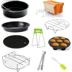 Resim Yuandong 9 Parça 6 Inç (16cm) Yui / Xiaomi / Philips / Kumtel Uyumlu Air Fryer Aksesuarları Set - Siyah (Yurt Dışından) 