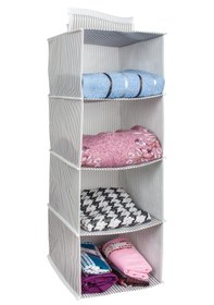 Resim 4 Bölmeli Askılı Dolap Düzenleyici Organizer Gri Beyaz - Gri 