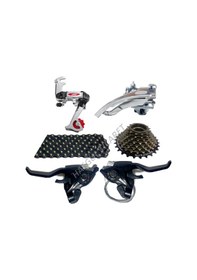 Resim Hsgl Bisiklet Vites Komple Set 3x8 Vites Beyaz - Mavi 